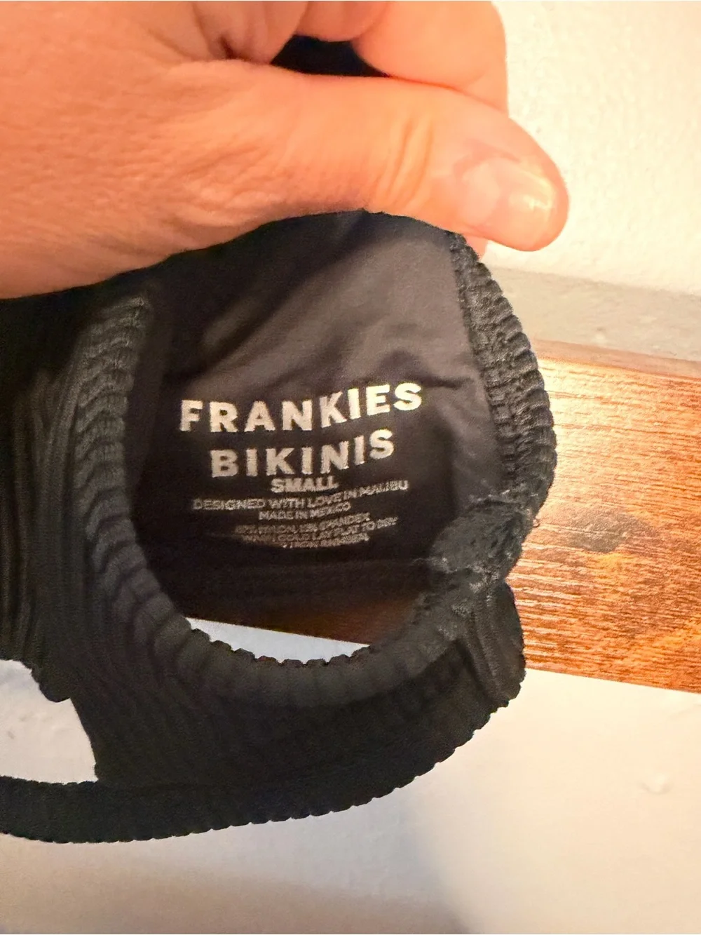 Frankie's Bikinis Black Ribbed Scoop Bralette